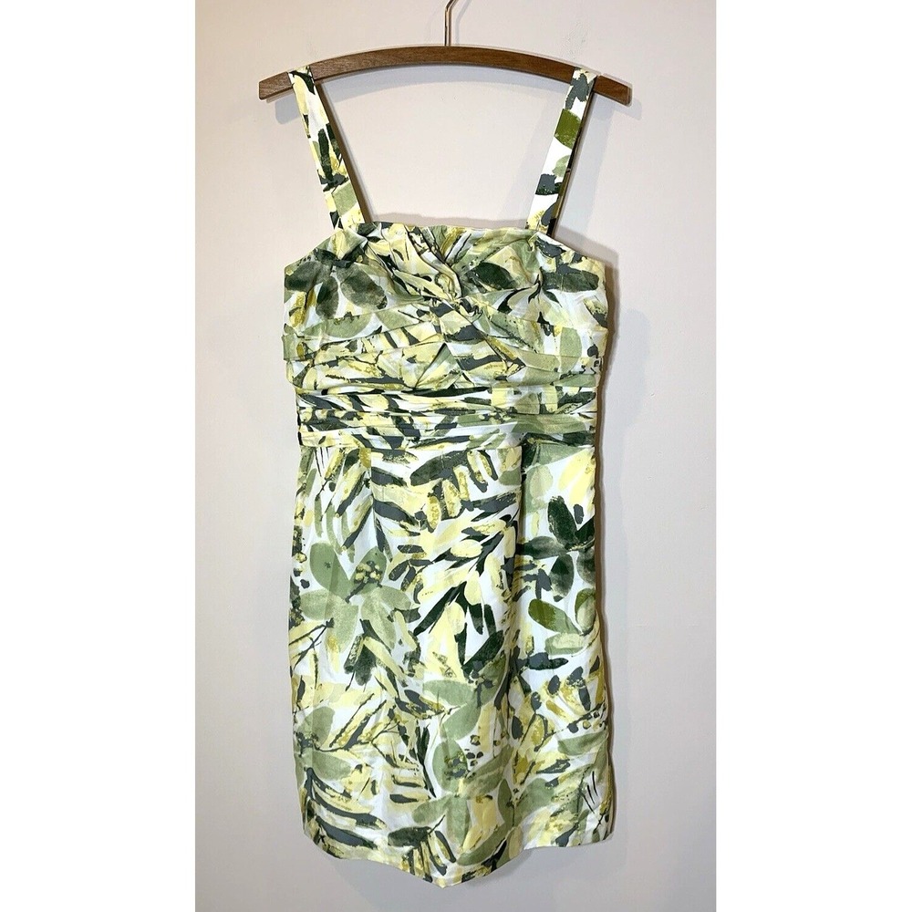Banana Republic Dress Womens 6 Silk Sundress Green Cocktail Bustier Floral Lined